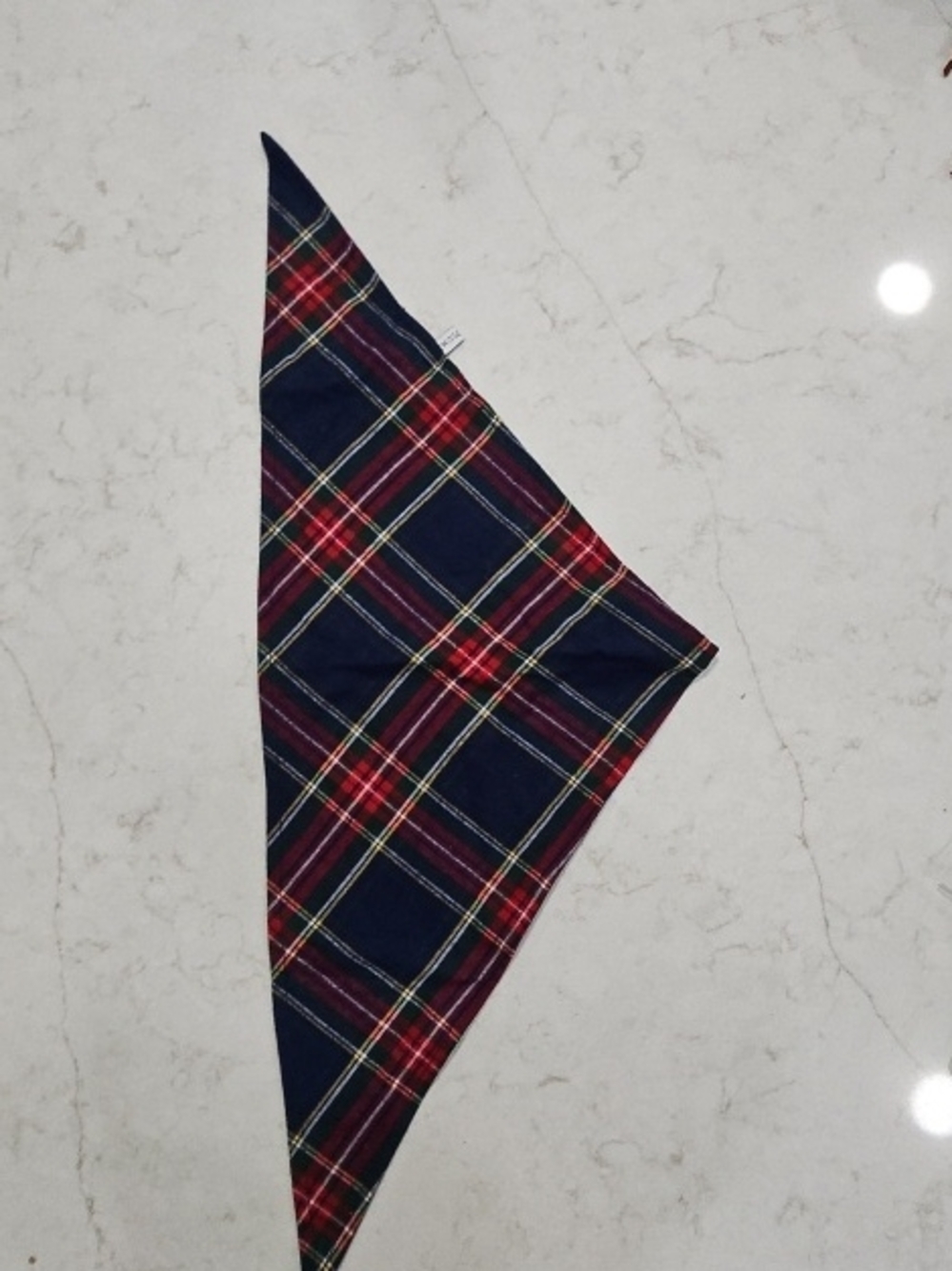 Plaid Triangle Scarf Bandana - Navy and Red